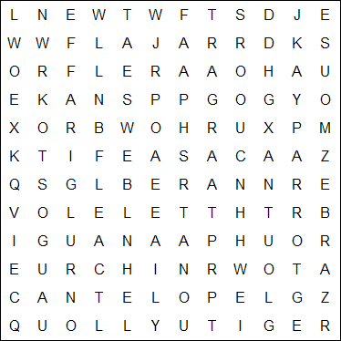 Word Search Puzzle - Can you find the Animals?